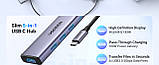 USB Hub UGREEN USB-C - HDMI+3*USB 3.0 A+PD - Перетворювач, 5-в-1, 4K HDMI, 100W PD, фото 2
