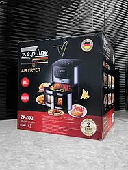 Мультипіч фритюрниця без олії Zepline 8л 3000W, Аерофрітюрниця для фрі, Аерогриль електрична велика