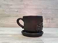 Чашка кофейная с блюдцем (для кофе) из черной глины 0,15 л