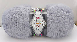 Нитки пряжа для в'язання мохеровая MOHAIR CLASSIK ALIZE мохер классик Алізе №  21 - сірий