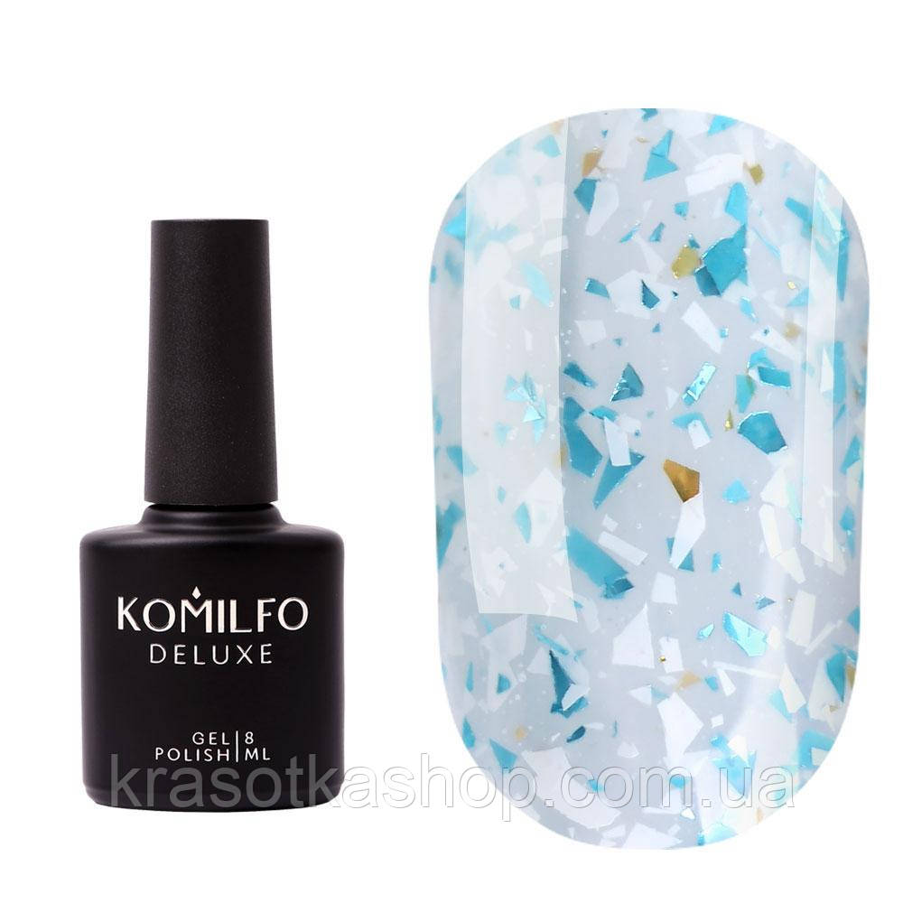 База Komilfo Glassy Base GB004 (біло-блакитний з пластівцями), 8 мл
