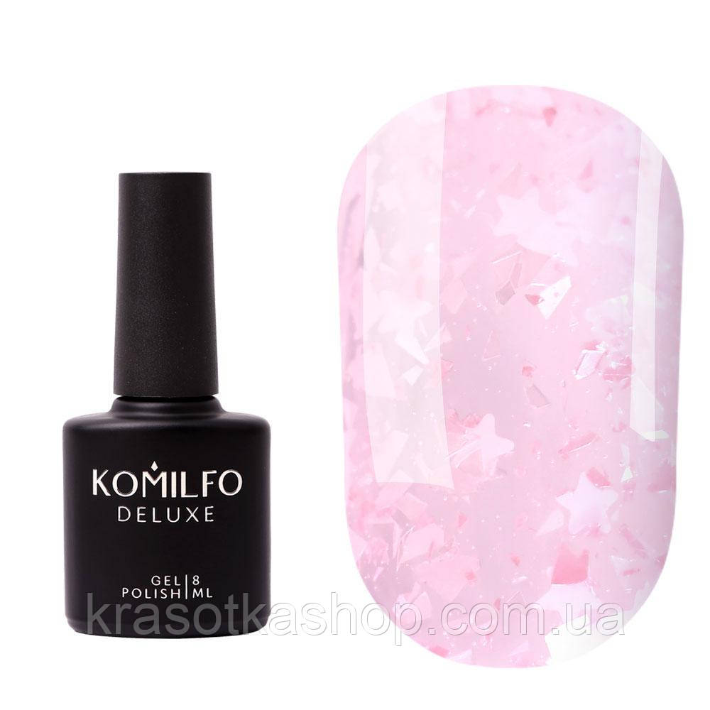 База Komilfo Glassy Base GB006 (світло-рожевий з пластівцями), 8 мл
