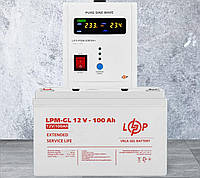 Комплект LogicPower ИБП 800VA + АКБ GL 1400W | UPS 560W | Аккумулятор гель 100А | Резервное питания для дома