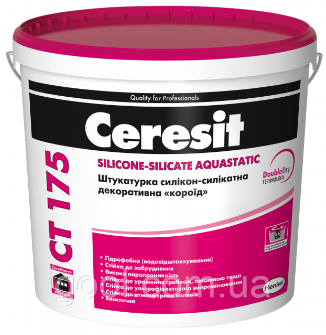 Ceresit CT 175 Silicone-Silicate Aquastatic штукатурка силікон-силікатна короїд 2,0 мм відро 25 кг