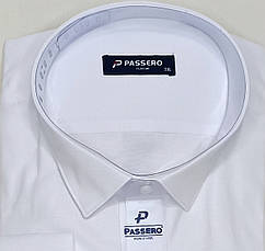 Батальна чоловіча біла сорочка Passero vd-0128 однотонна класична Туреччина з довгим рукавом, ошатна 3XL, фото 3
