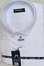 Батальна чоловіча біла сорочка Passero vd-0128 однотонна класична Туреччина з довгим рукавом, ошатна 3XL, фото 4