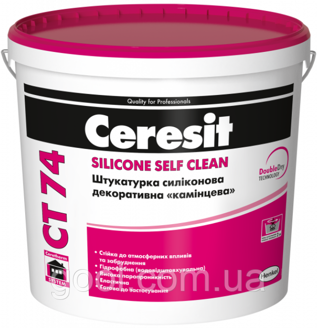 Ceresit CT 74 Silicone Self Clean силіконова декоративна штукатурка баранець (Церезіт СТ 74) 1.5 мм., фото 1