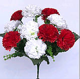 Штучні квіти гвоздика біло-червона, фото 3