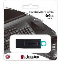 Модуль FD 64GB KINGSTON DataTraveler Exodia Black/Teal USB 3.2 (DTX/64GB), пластик, з ковпачком