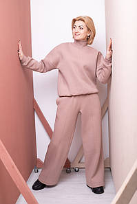 Костюм жіночій Oversize з високою горловиную та широкими штанами 101/201 Пудра