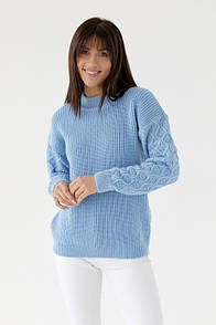 В'язаний блакитний светр 221 розмір 44-52 універсал