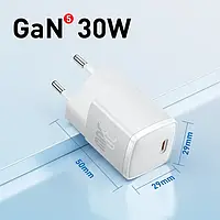 Зарядний пристрій Baseus 30W Cube PRO GaN5 USB Type-C / Швидка зарядка