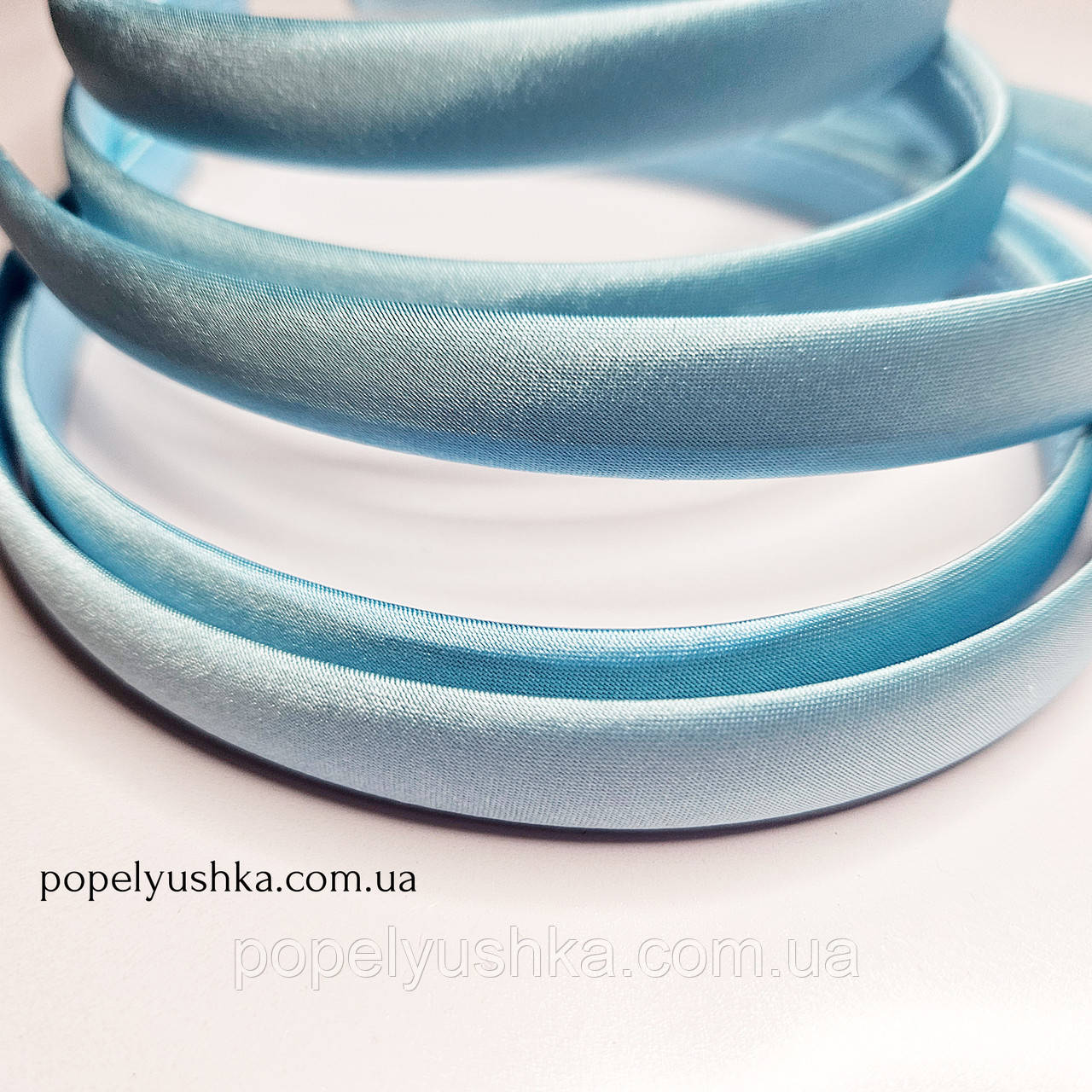 Обруч обтягнутий 1,5 см голубий, фото 1