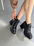 Жіночі ботильйони на шнурівці на платформі та підборах демісезонні, фото 3