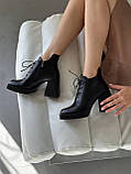Жіночі ботильйони на шнурівці на платформі та підборах демісезонні, фото 8