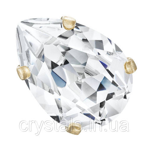 Краплі Baroque в цапах Preciosa (Чехія) 10x7 мм Crystal/золото, фото 1