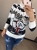 Теплий жіночий светр під горло  новорічний розмір універсальний 42-46