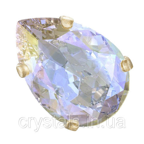 Краплі Baroque в цапах Preciosa (Чехія) 10x7 мм Crystal AB/золото, фото 1