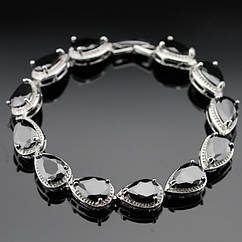 Браслет - Вечірній камінь (Сріблястий з чорним)