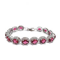 Жіночий браслет - Кришталева грона (Сріблястий з рожевим)