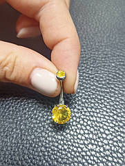 Пірсинг для пупка - Круглий кристал (Сріблястий з прозорим каменем)