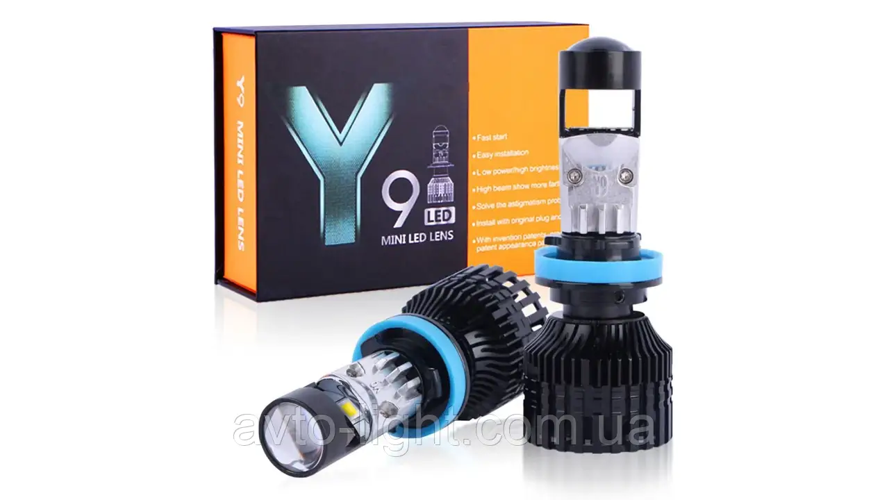 Комплект світлодіодних лінз HeadLight Y9D BI-LED H11 25W mini