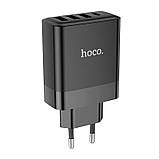 Адаптер мережевий HOCO C127A 3USB, Type-C, 45W, QC, чорний, фото 2