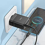 Адаптер мережевий HOCO C127A 3USB, Type-C, 45W, QC, чорний, фото 5