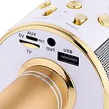 Bluetooth мікрофон-караоке WS-858 з динаміком (колонкою), слотом USB і FM тюнером (Рожевий), фото 6