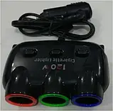 Розгалужувач прикурювача 3 гнізда 1506, універсальна автозарядка-трійник, зарядка USB в машину, фото 4