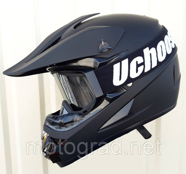 Мото шолом Pit Bicke Ендуро Квадроцикл Black матовий з окулярами в комплекті, фото 1