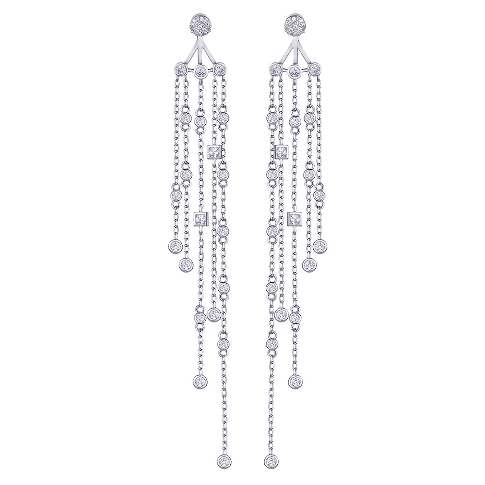 Сережки-джекети — Звисальні ланцюжки, Сріблястий