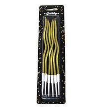 Свічки на торт "Хвиля" 15 см (6 шт.) золоті