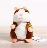 Хом'як, що розмовляє, ТЕМНО-КОРИЧНЕВИЙ Kronos Toys, Хом'як-повторюшка, Дитяча інтерактивна м'яка іграшка, фото 4