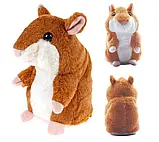Хом'як, що розмовляє, ТЕМНО-КОРИЧНЕВИЙ Kronos Toys, Хом'як-повторюшка, Дитяча інтерактивна м'яка іграшка, фото 6