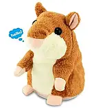 Хом'як, що розмовляє, ТЕМНО-КОРИЧНЕВИЙ Kronos Toys, Хом'як-повторюшка, Дитяча інтерактивна м'яка іграшка, фото 7