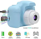 Дитяча Фотокамера СИНЯ c 2.0″ дисплеєм і з функцією відео, Дитячий фотоапарат, фото 2