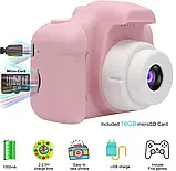 Дитяча Фотокамера РОЖЕВА c 2.0″ дисплеєм і з функцією відео, Дитячий фотоапарат, фото 3
