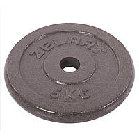 Блины (диски) для штанги стальные серые d-30 мм Zelart TA-7789-5 (1 шт х 5 кг)