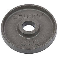 Блины (диски) для штанги стальные серые d-52 мм Zelart TA-7792-5 (1 шт х 5 кг)