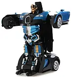 Машинка Трансформер Bugatti Robot Car Size 18 СИНЯ, Робот-трансформер на радіокеруванні 1:18, фото 2