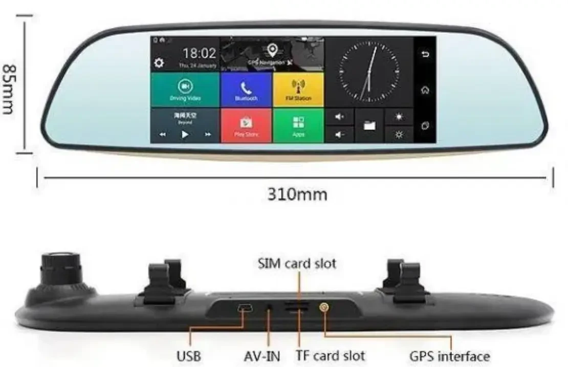 Зеркало-видеорегистратор D35 (Android) 1/8 (LCD 7, GPS) | Регистратор в машину | Авторегистратор - фото 5 - id-p1397633955