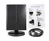 Потрійне дзеркало ЧОРНЕ з віконницями Led miror, Дзеркало косметичне з підсвічуванням, фото 6