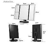 Потрійне дзеркало ЧОРНЕ з віконницями Led miror, Дзеркало косметичне з підсвічуванням, фото 7