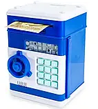 Сейф дитячий синій XR011, Дитячий сейф іграшка, Скарбничка з купюроприймачем, фото 2