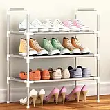 Полиця для взуття Shoe Rack (4 полиці, 12 пар) | Стійка для зберігання взуття, фото 7