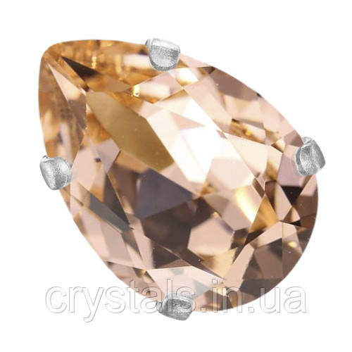 Краплі Baroque в цапах Preciosa (Чехія) 10x7 мм Light Peach/срібло, фото 1