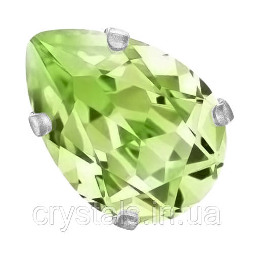 Краплі Baroque в цапах Preciosa (Чехія) 14x10 мм Peridot/срібло, фото 1