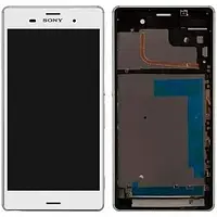 Дисплей Sony Xperia Z3 (D6603/D6653) модуль в зборі (екран та сенсор) оригінал, Білий