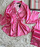 Жіноча сатинова піжама Victoria's Secret S-M рожева з принтом надписи, фото 4